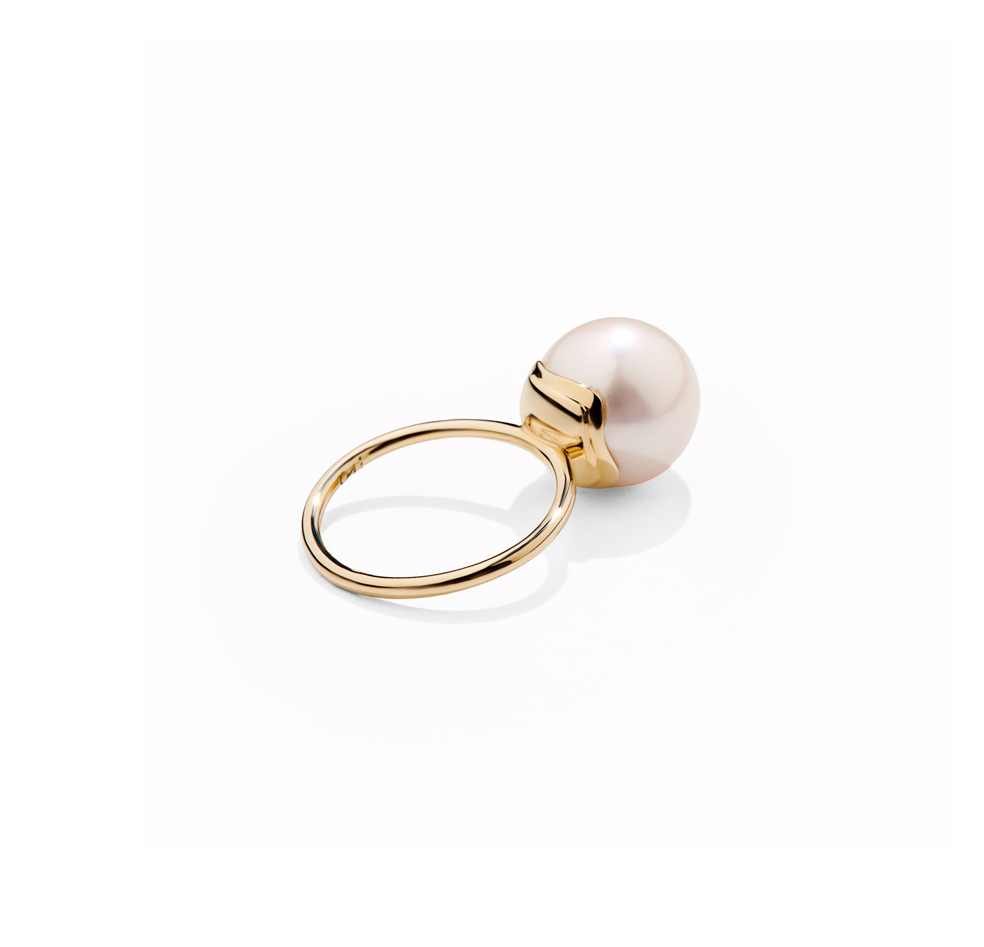 MOON SOLITAIRE - Solid Gold Ring, Pearl - Image 3
