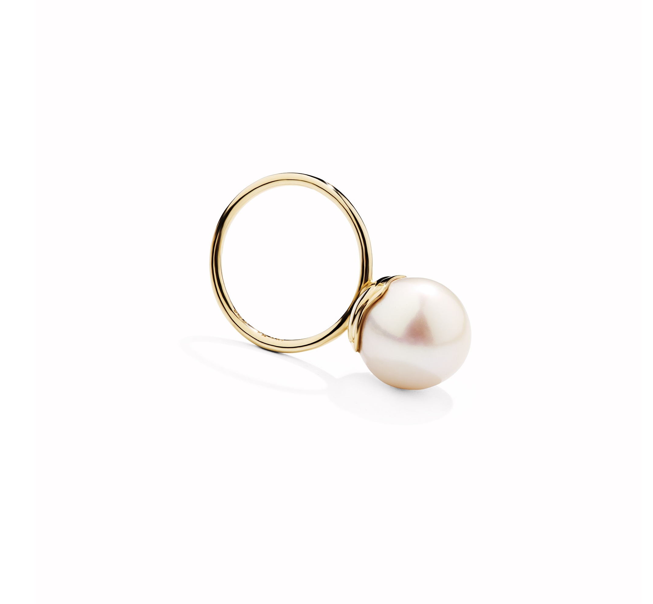 MOON SOLITAIRE - Solid Gold Ring, Pearl - Image 5