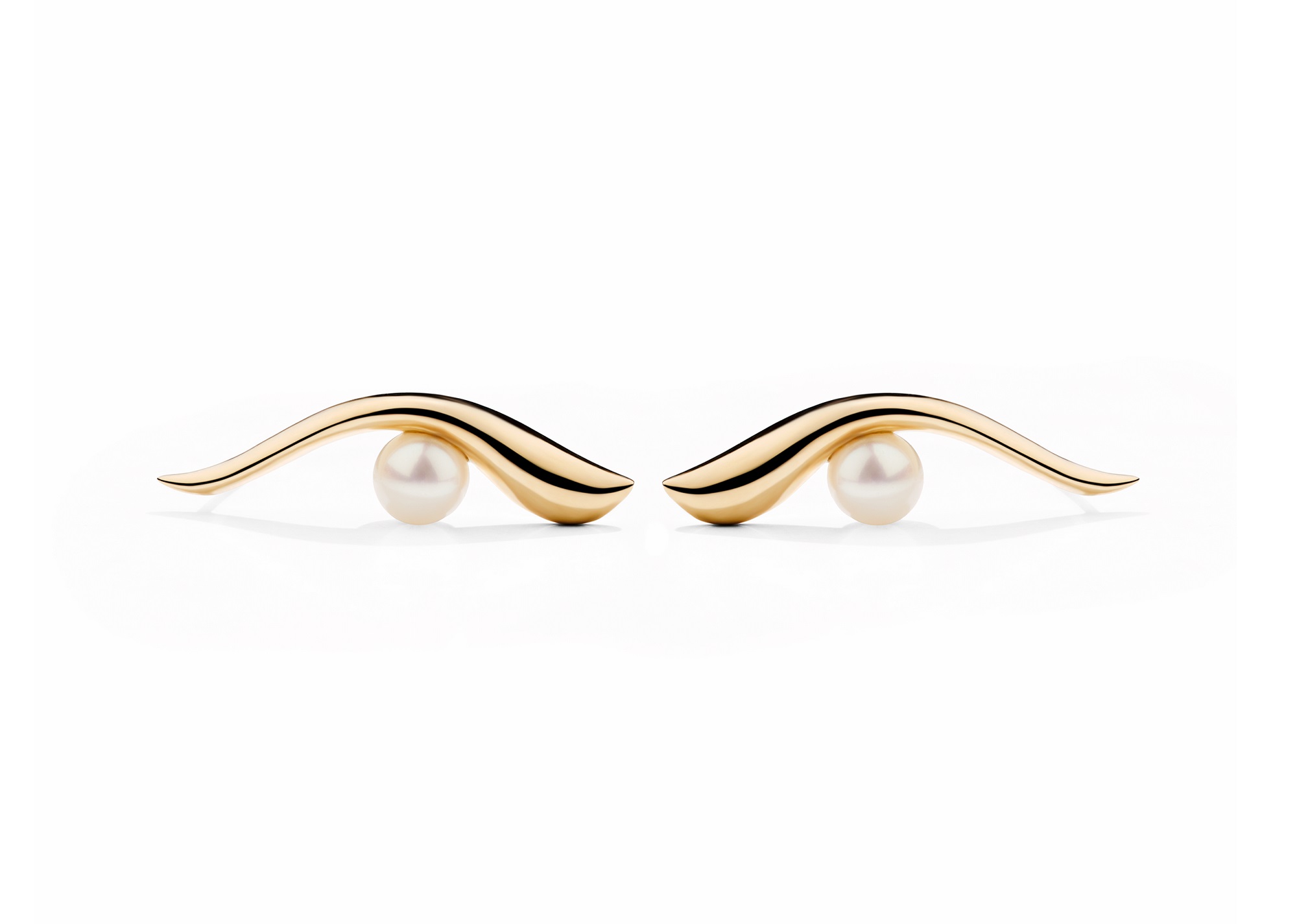 MOON GAZER - Solid Gold Earrings, Pearls - Image 3